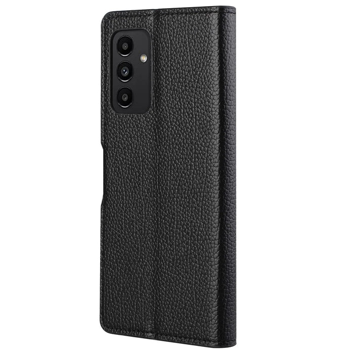 For Samsung Galaxy A13 4G Litchi Texture Full Protection PU Leather Wallet Stand Phone Case Shell - Black - 3