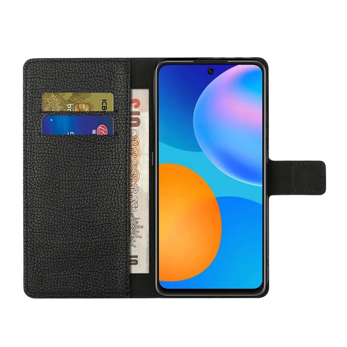 For Samsung Galaxy A13 4G Litchi Texture Full Protection PU Leather Wallet Stand Phone Case Shell - Black - 4