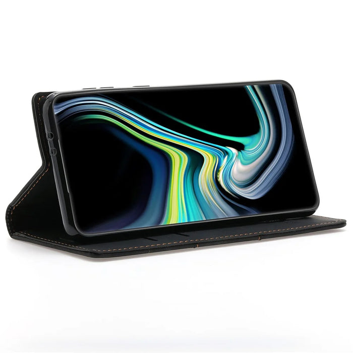 PU Leather + TPU Wallet Stand Case Magnetic Auto-absorbed Phone Cover for Samsung Galaxy A33 5G - Black - 4