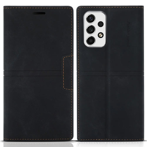Auto-absorbed Magnetic PU Leather Case Wallet Stand Phone Cover for Samsung Galaxy A53 5G - Black - 1