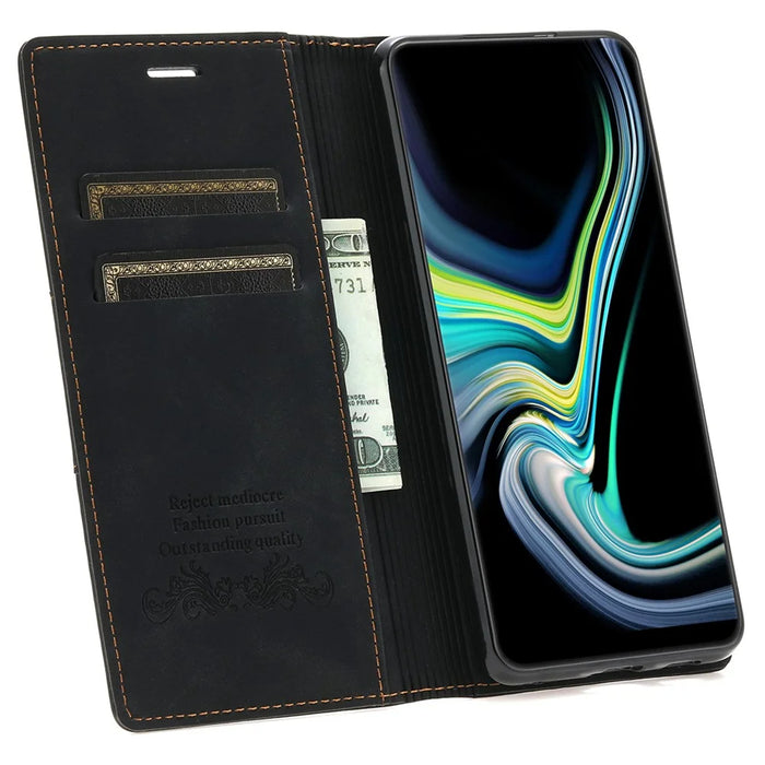 Auto-absorbed Magnetic PU Leather Case Wallet Stand Phone Cover for Samsung Galaxy A53 5G - Black - 5