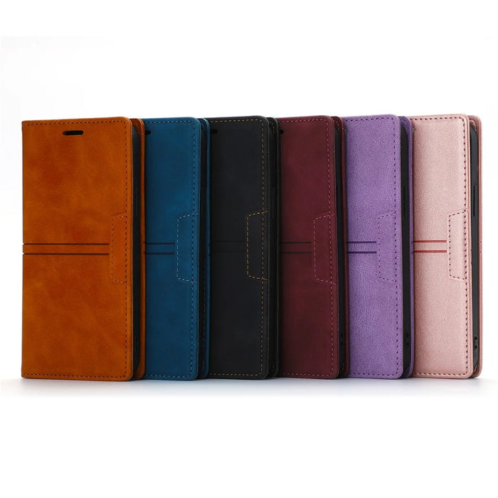 Auto-absorbed Magnetic PU Leather Case Wallet Stand Phone Cover for Samsung Galaxy A53 5G - Black - 7