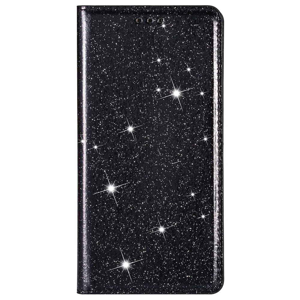 For Samsung Galaxy A53 5G Glitter Sequins Ultra-thin PU Leather + TPU Case Stand Card Holder Phone Cover - Black - 2