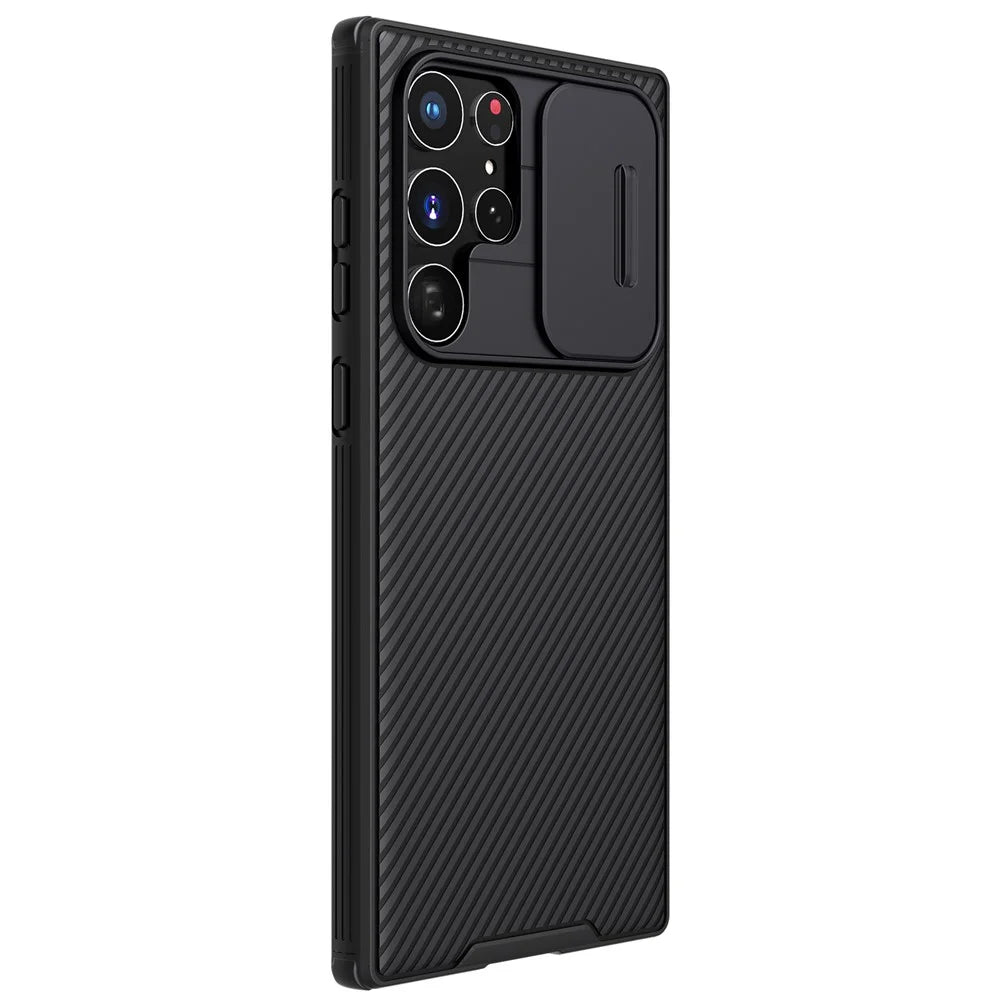NILLKIN CamShield Pro Series for Samsung Galaxy S22 Ultra 5G Shockproof Hybrid Hard PC Soft TPU Back Case with Slide Camera Cover - Black - 4