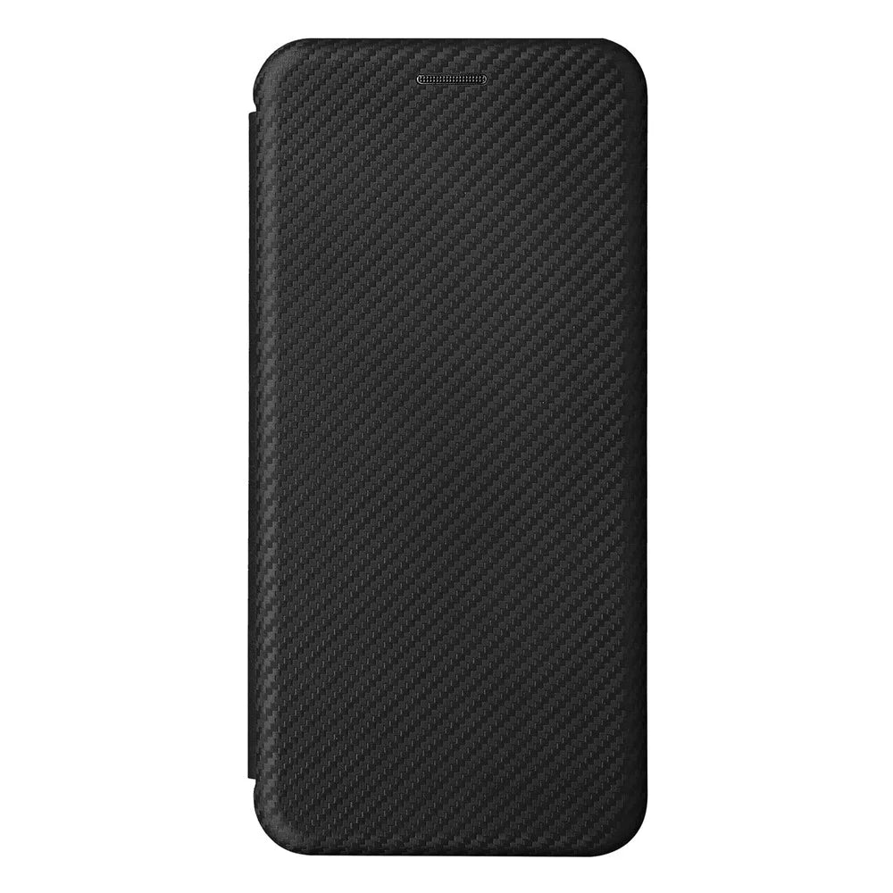 For Samsung Galaxy A33 5G Magnetic Auto-absorbed Carbon Fiber Texture Leather Stand Phone Protective Cover Case with Card Slot - Black - 2