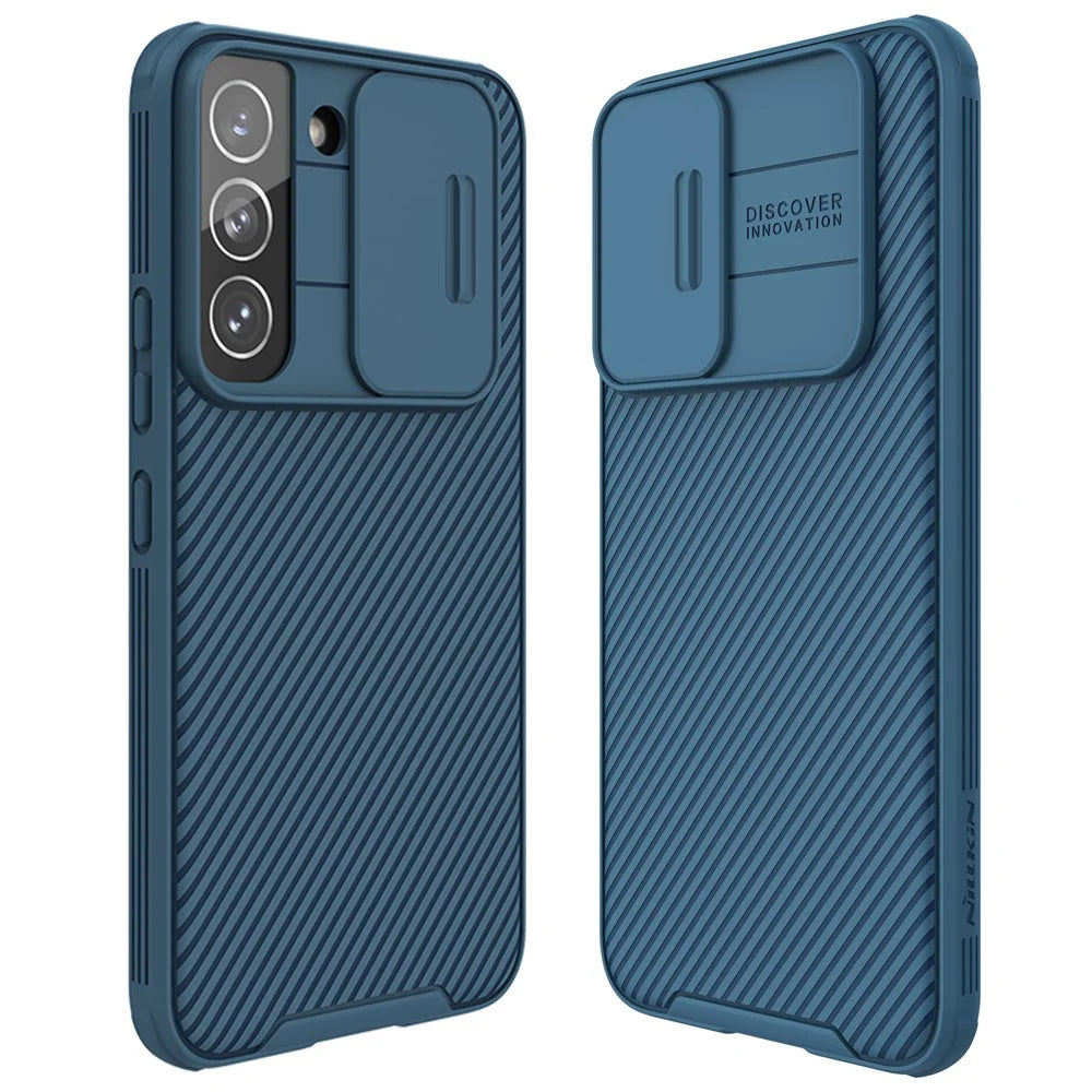 NILLKIN CamShield Pro for Samsung Galaxy S22+ 5G Protective PC+TPU Hybrid Phone Cover Case with Camera Protection Cover - Blue - 1