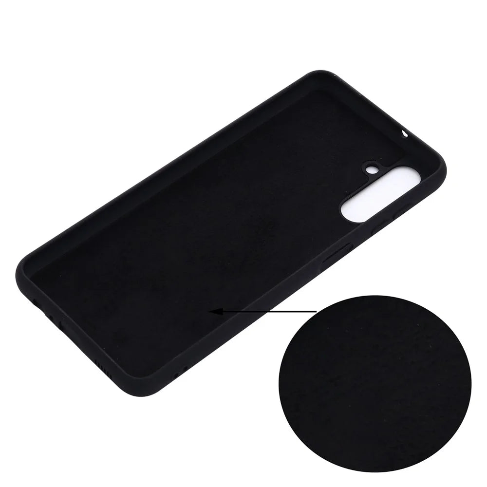 Soft Liquid Silicone Anti-drop Phone Case Cover with Wrist Strap for Samsung Galaxy A13 5G / A04s 4G (164.7mm) - Black - 5