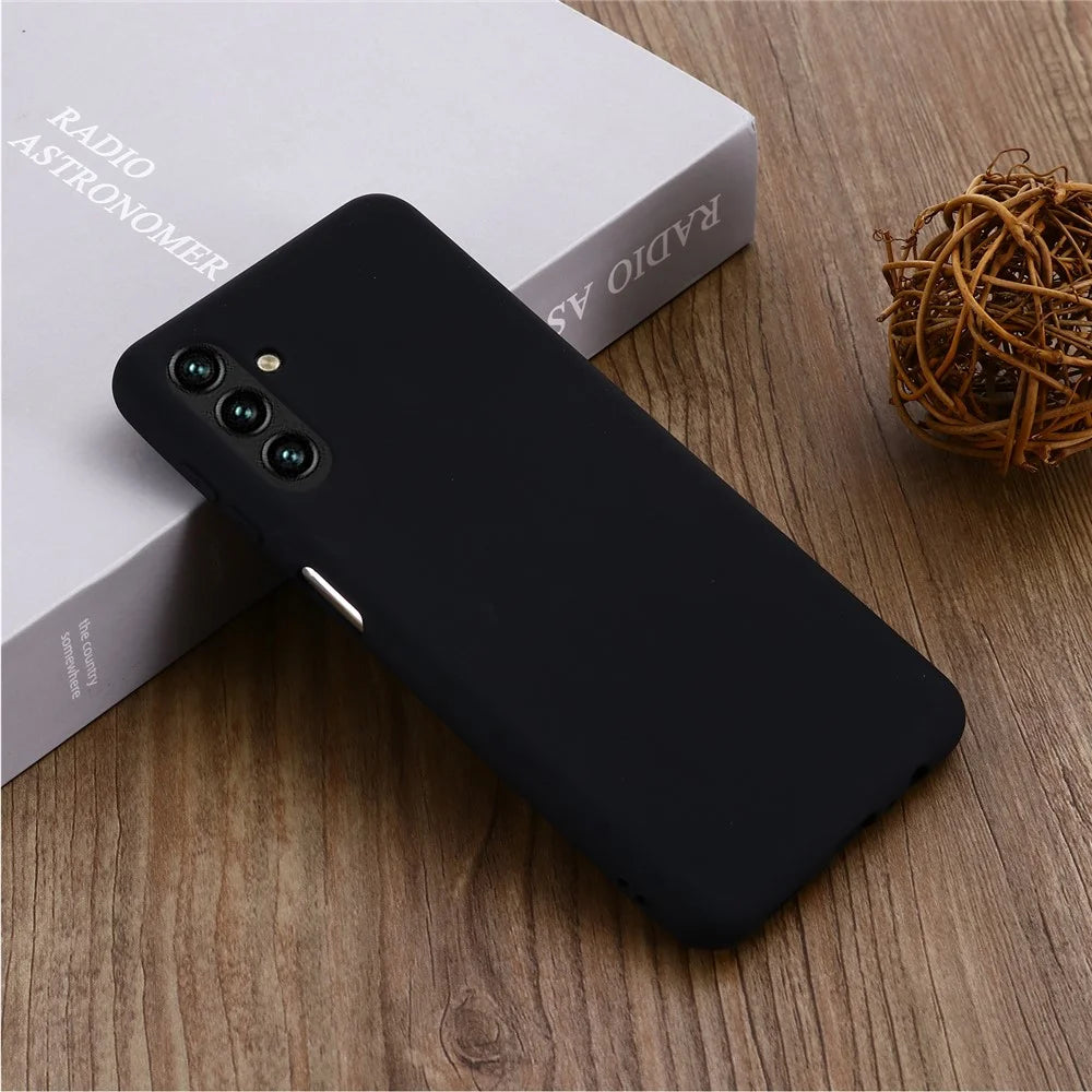 Soft Liquid Silicone Anti-drop Phone Case Cover with Wrist Strap for Samsung Galaxy A13 5G / A04s 4G (164.7mm) - Black - 6