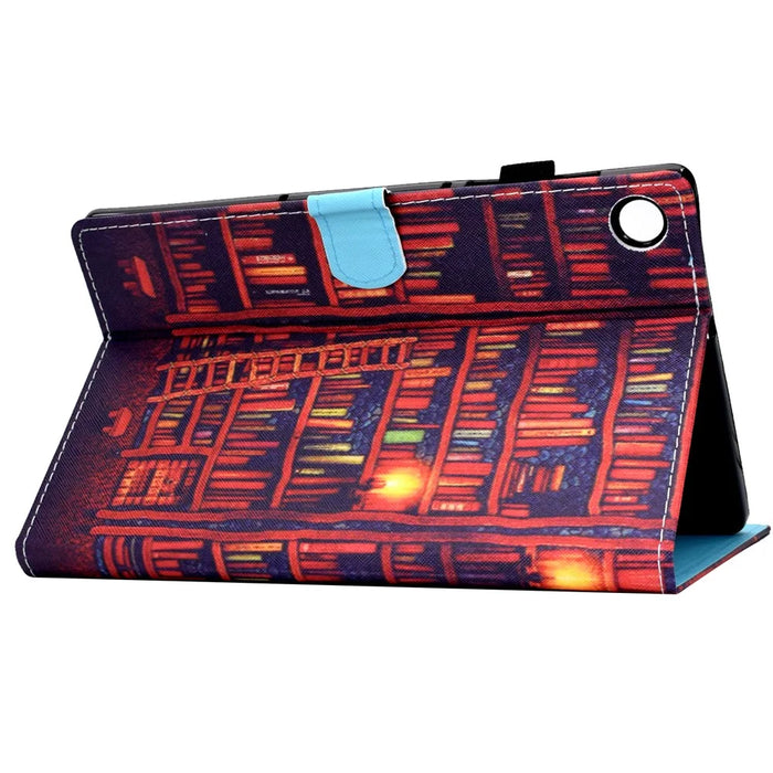 For Samsung Galaxy Tab A8 10.5 (2021) SM-X200 / SM-X205 Case Pattern Printing Stitching PU Leather Cover with Pen Holder - Bookshelf - 4