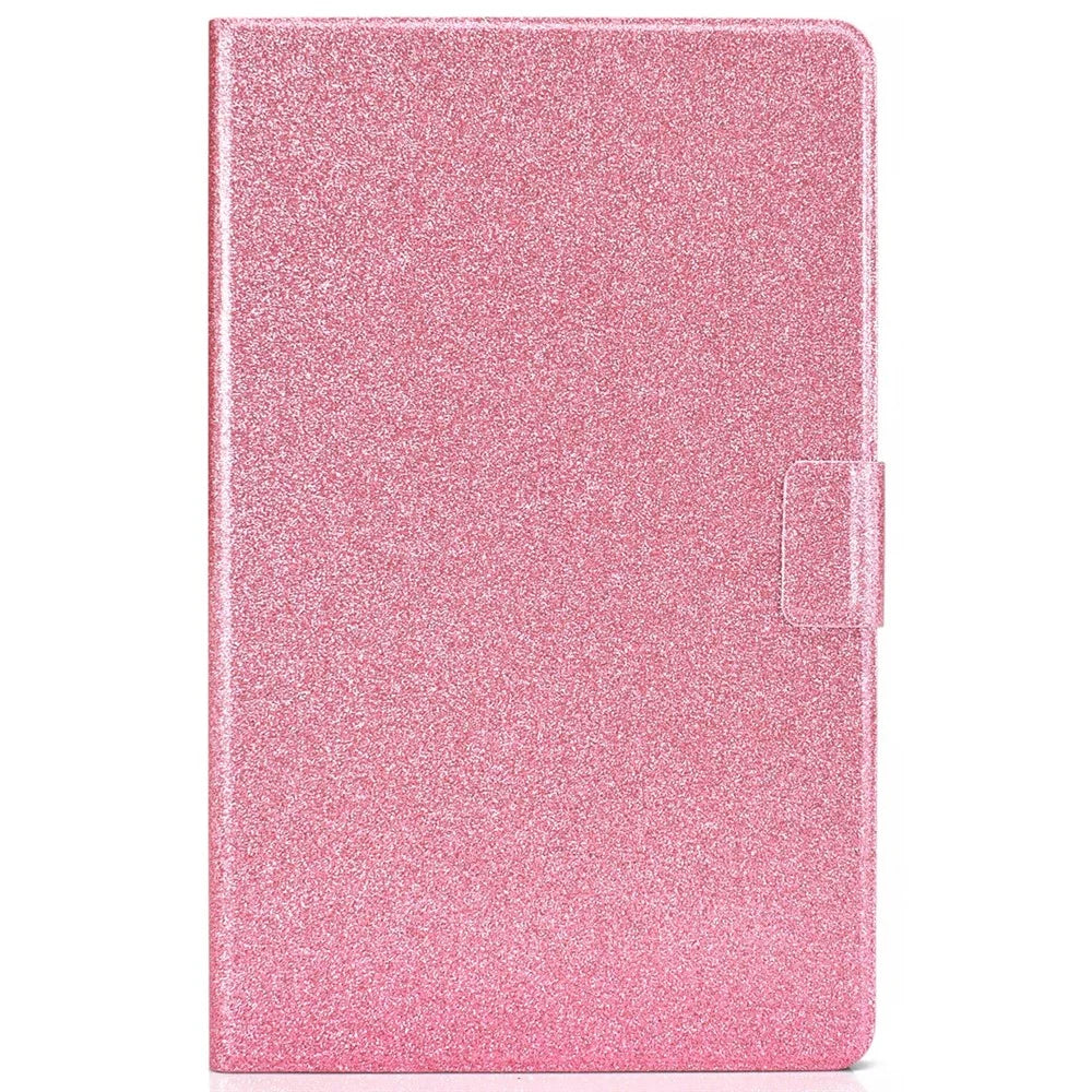 For Samsung Galaxy Tab A8 10.5 (2021) Case PU Leather Glitter Sparkly Folio Folding Stand Cover with Card Slots - Pink - 2
