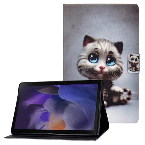 For Samsung Galaxy Tab A8 (2021) SM-X200 / SM-X205 Pattern Printing PU Leather Stand Magnetic Closure Tablet Protector Case with Card Slots - Cute Cat - 1