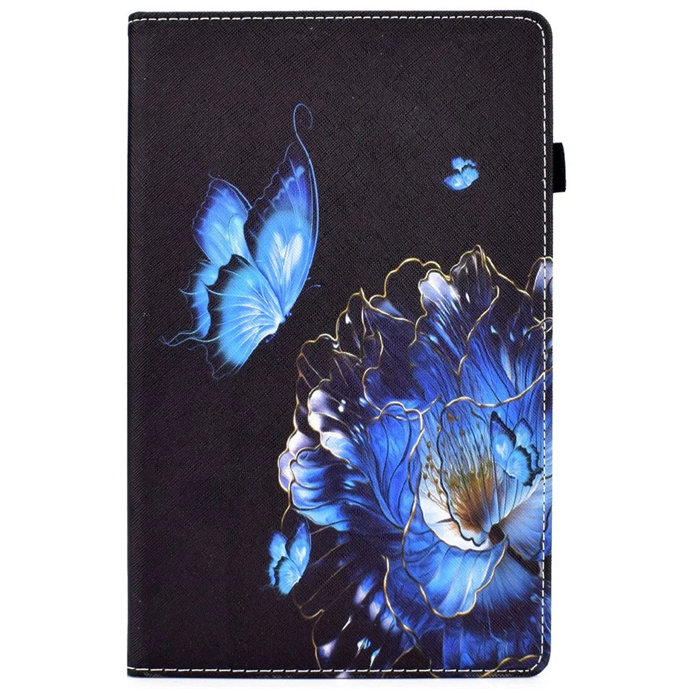 For Samsung Galaxy Tab A8 10.5 (2021) Pattern Printing Case Card Slots PU Leather Stand Folio Cover - Butterfly and Flower - 2