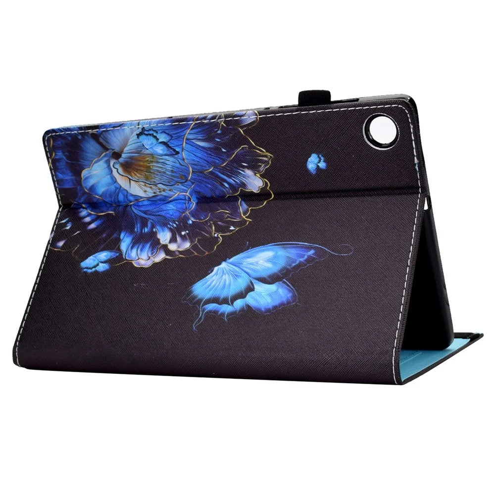 For Samsung Galaxy Tab A8 10.5 (2021) Pattern Printing Case Card Slots PU Leather Stand Folio Cover - Butterfly and Flower - 4