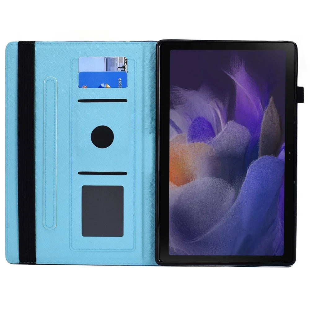 For Samsung Galaxy Tab A8 10.5 (2021) Pattern Printing Case Card Slots PU Leather Stand Folio Cover - Butterfly and Flower - 6