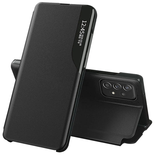 For Samsung Galaxy A53 5G Case View Window PU Leather Stand Cover - Black - 1
