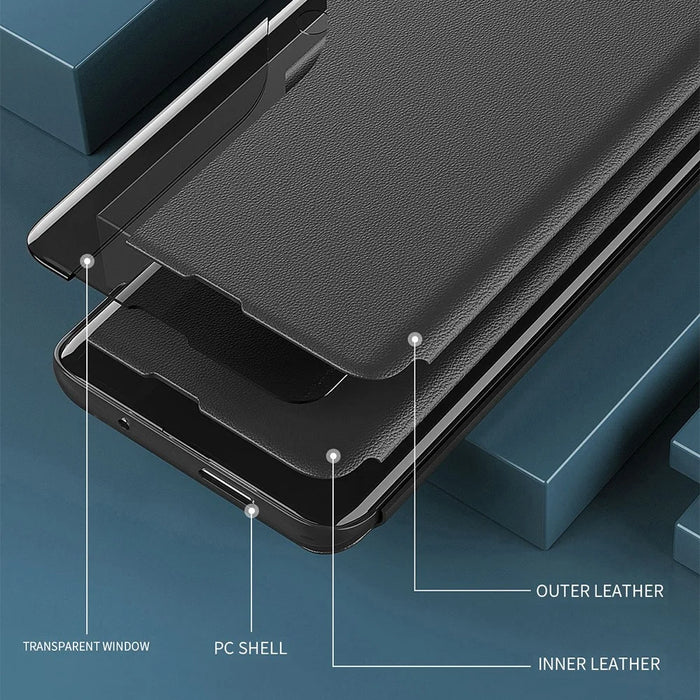 For Samsung Galaxy A53 5G Case View Window PU Leather Stand Cover - Black - 6