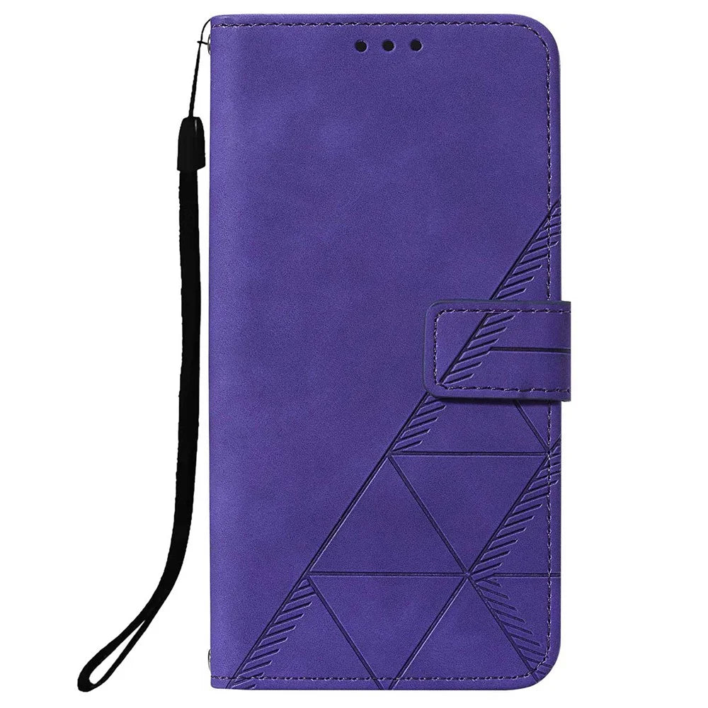 Lines Imprinted PU Leather Wrist Strap Wallet Stand Case Soft TPU Shockproof Protective Flip Cover for Samsung Galaxy S21 FE 5G - Purple - 2