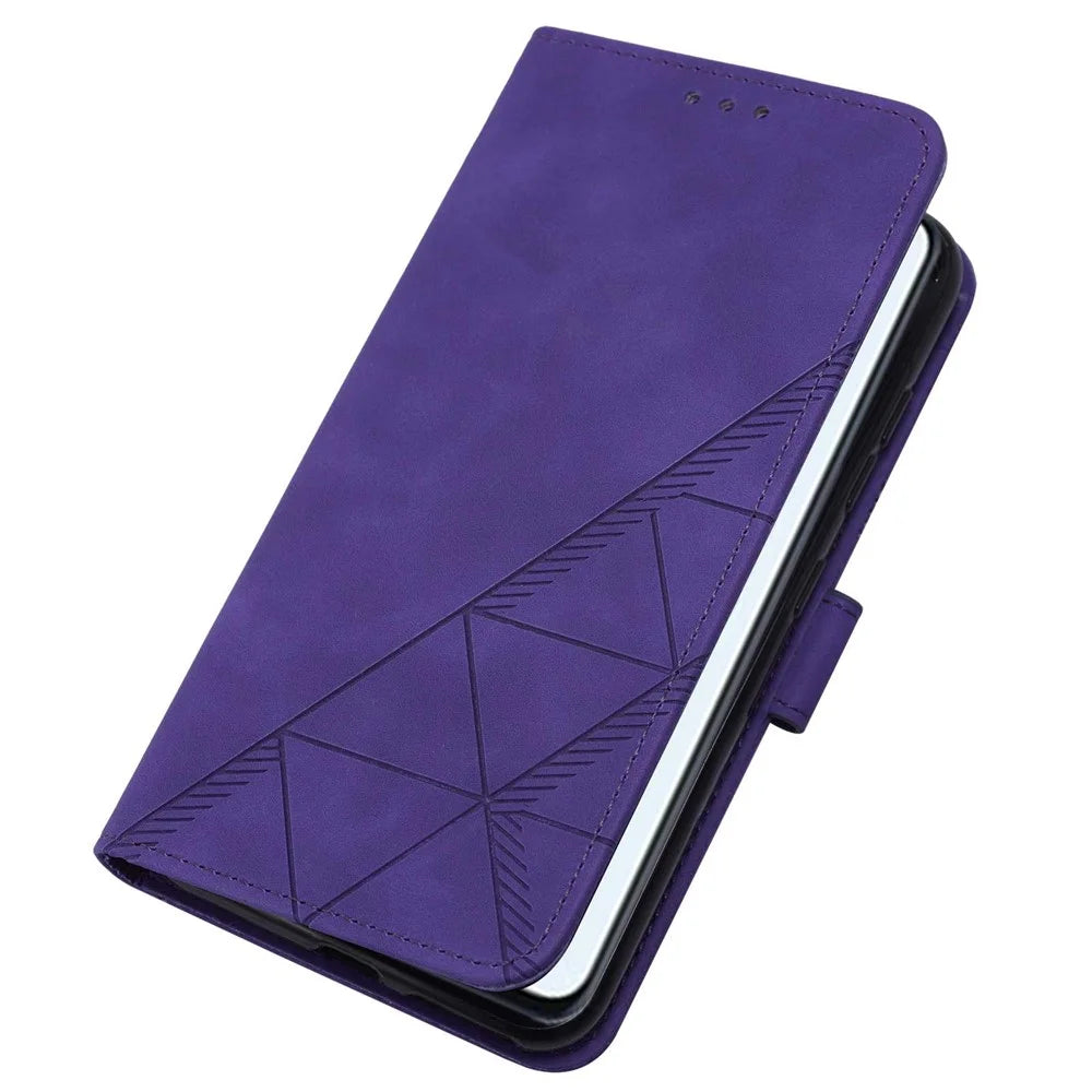 Lines Imprinted PU Leather Wrist Strap Wallet Stand Case Soft TPU Shockproof Protective Flip Cover for Samsung Galaxy S21 FE 5G - Purple - 6