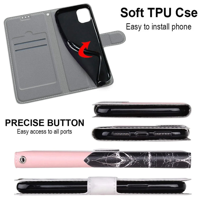 Pattern Printing Leather Flip Case Card Holder Magnet Folio Stand Shockproof TPU Inner Cover with Strap for Samsung Galaxy A53 5G - C07 Three Colors - 7
