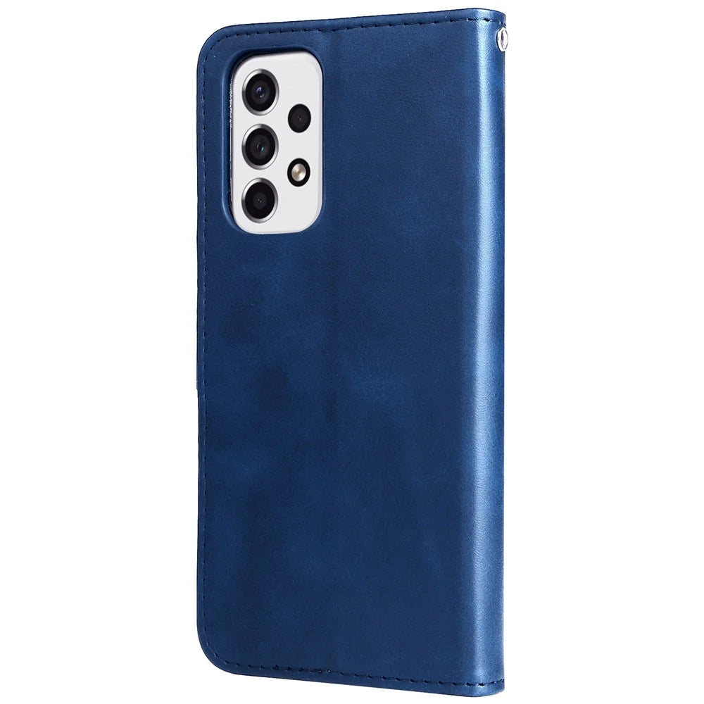 Multi-function Stand Wallet PU Leather Cover Zipper Pocket Phone Case Shell for Samsung Galaxy A53 5G - Blue - 3