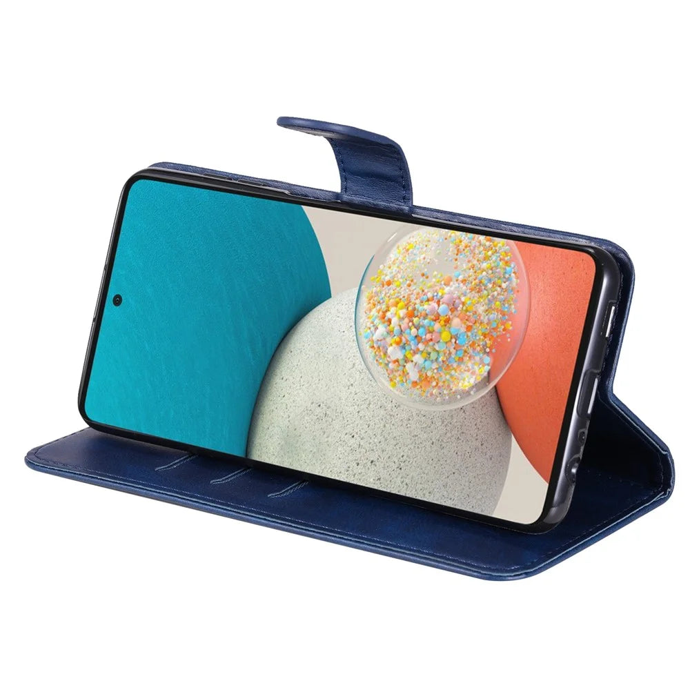 Multi-function Stand Wallet PU Leather Cover Zipper Pocket Phone Case Shell for Samsung Galaxy A53 5G - Blue - 4