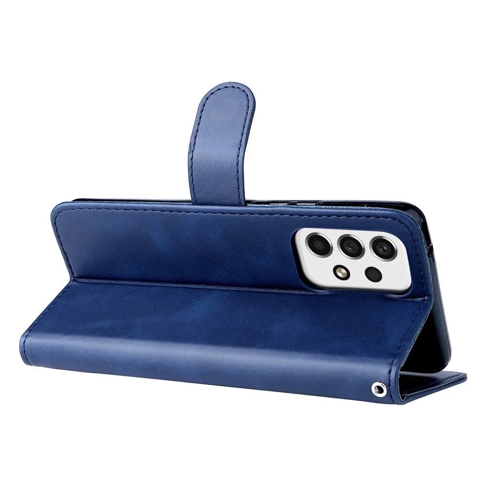 Multi-function Stand Wallet PU Leather Cover Zipper Pocket Phone Case Shell for Samsung Galaxy A53 5G - Blue - 5