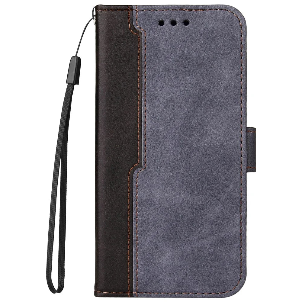 Color Splicing Stand Wallet Function PU Leather Case Phone Cover with Wrist Strap for Samsung Galaxy A53 5G - Grey - 2