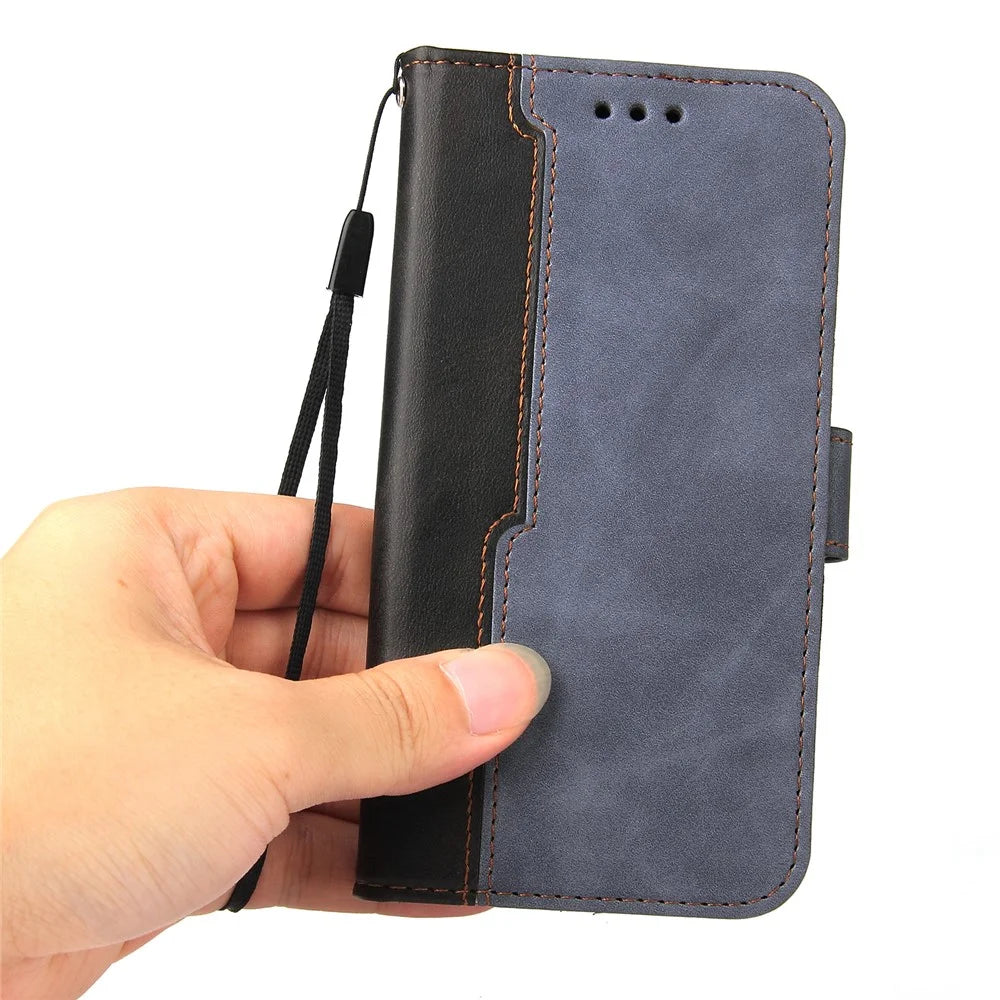 Color Splicing Stand Wallet Function PU Leather Case Phone Cover with Wrist Strap for Samsung Galaxy A53 5G - Grey - 7