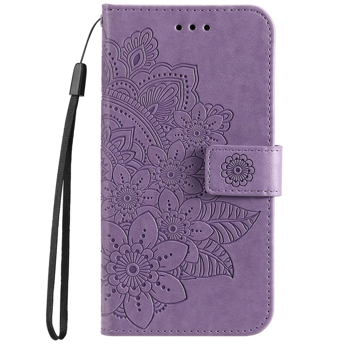 For Samsung Galaxy A03 (166.5mm) Case Floral Pattern PU Leather Wallet Stand Phone Cover - Purple - 2