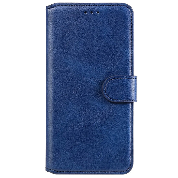 Solid Color Stand Wallet Design Textured Leather Cover + Inner TPU Phone Case for Samsung Galaxy A33 5G - Blue - 2