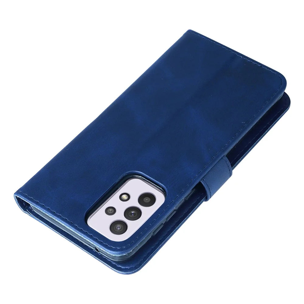 Zipper Pocket Magnetic Clasp Leather Cover Phone Case with Stand Wallet for Samsung Galaxy A33 5G - Blue - 7