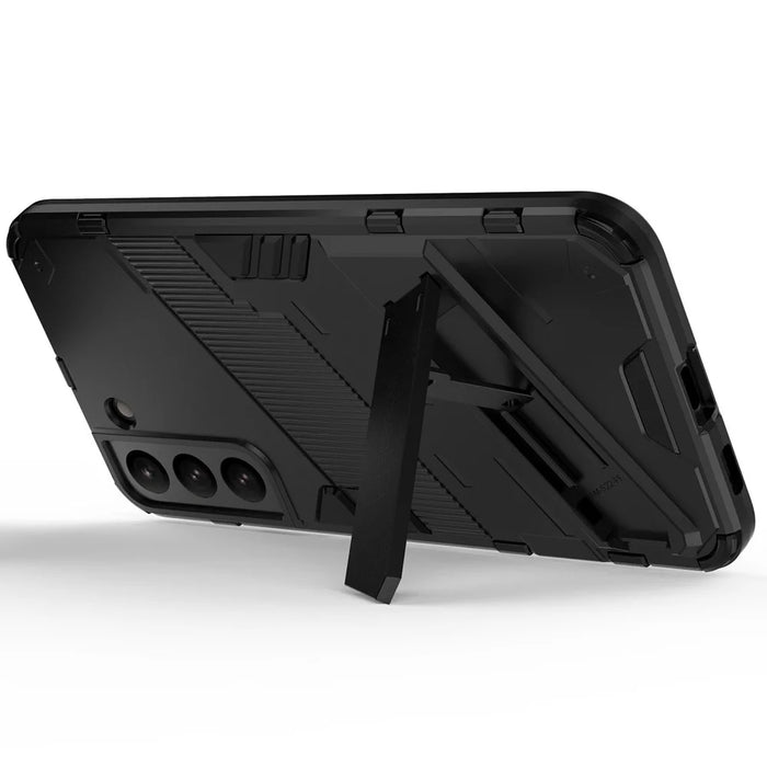 Soft TPU + Hard PC Back Phone Cover Anti-Scratch Cellphone Case with Kickstand for Samsung Galaxy S22+ 5G - Black - 4
