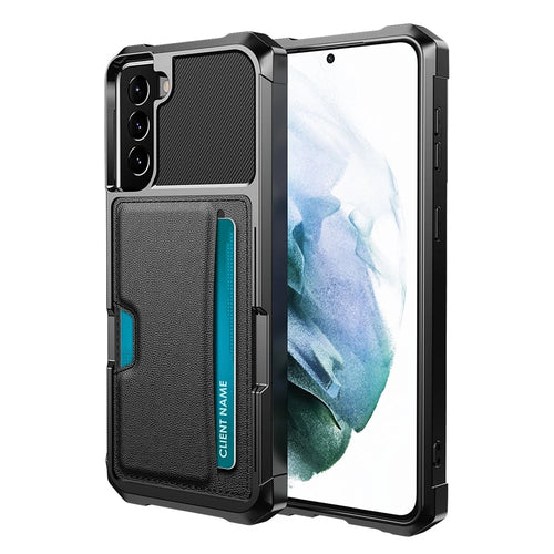 ZM02 Drop-proof Shockproof Card Slot Kickstand PU Leather + TPU Hybrid Case Phone Cover for Samsung Galaxy S22 5G - Black - 1