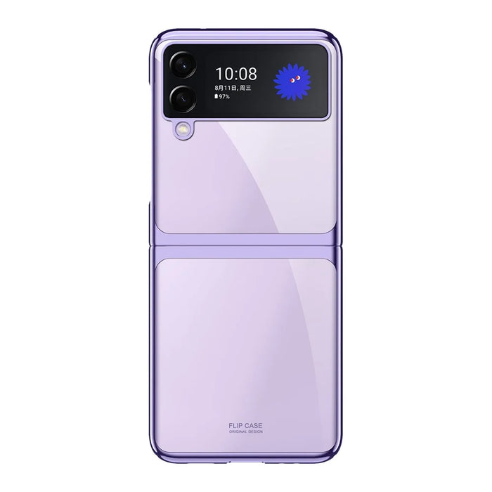 Shockproof Electroplating Folding Hard PC Phone Shell Mobile Phone Bag Case for Samsung Galaxy Z Flip3 5G - Purple - 3