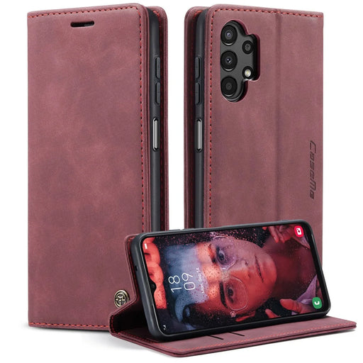 CASEME 013 Series Wallet Design PU Leather Flip Folio Phone Case with Stand for Samsung Galaxy A13 5G / A04s 4G (164.7mm) - Red - 1