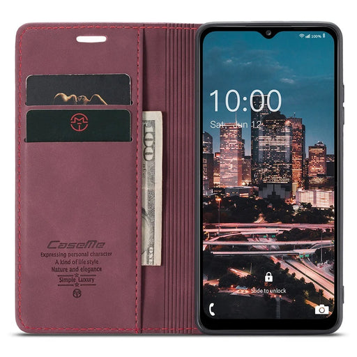 CASEME 013 Series Wallet Design PU Leather Flip Folio Phone Case with Stand for Samsung Galaxy A13 5G / A04s 4G (164.7mm) - Red - 2