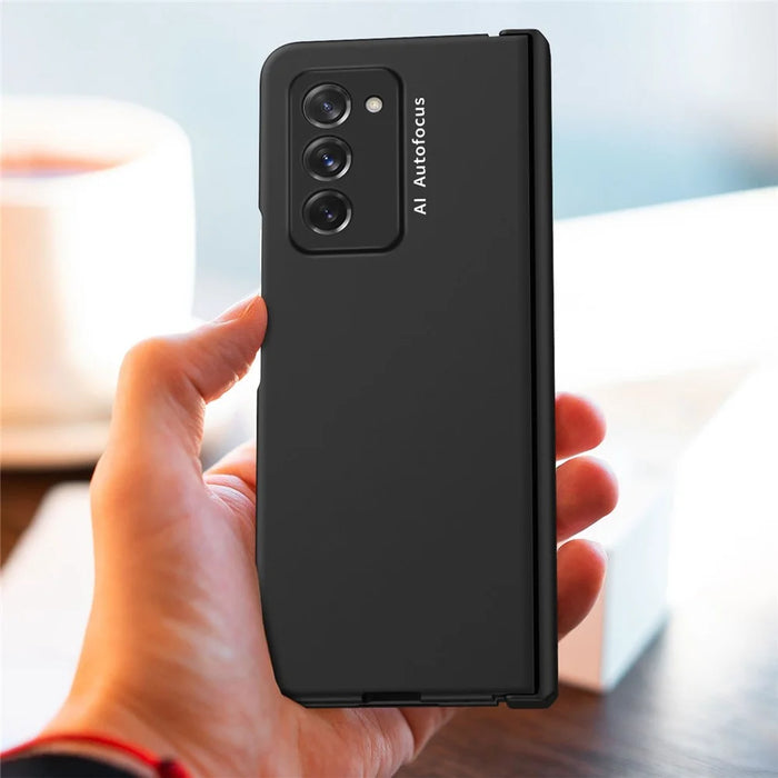 Full Protection Hinge Design Hard PC Folding Phone Case Cover with Glass Screen Protector for Samsung Galaxy Z Fold2 5G - Black - 4