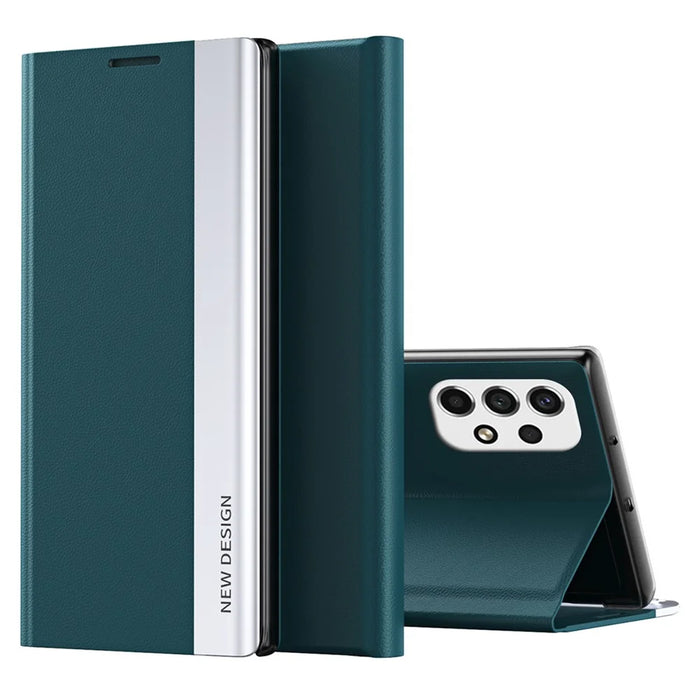 Auto Absorption PU Leather Foldable Stand Phone Case Shell for Samsung Galaxy A53 5G - Green - 1