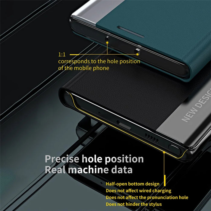 Auto Absorption PU Leather Foldable Stand Phone Case Shell for Samsung Galaxy A53 5G - Green - 4