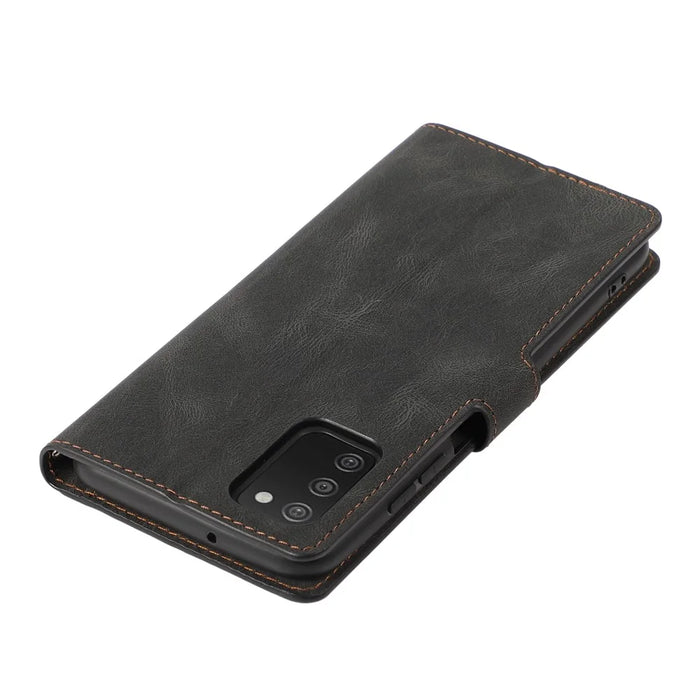 Stand PU Leather Wallet Case Magnetic Shockproof Cover with Wrist Strap for Samsung Galaxy A03s (164.2mm) - Black - 7