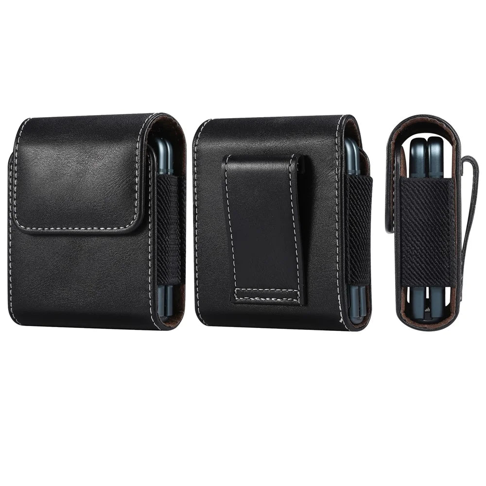 Microfiber Leather Vertical Flip Case Cell Phone Holster Belt Waist Bag for Samsung Galaxy Z Flip8 / Z Flip7 5G / Z Flip / Galaxy Z Flip3 5G / Motorola Razr 5G - 1