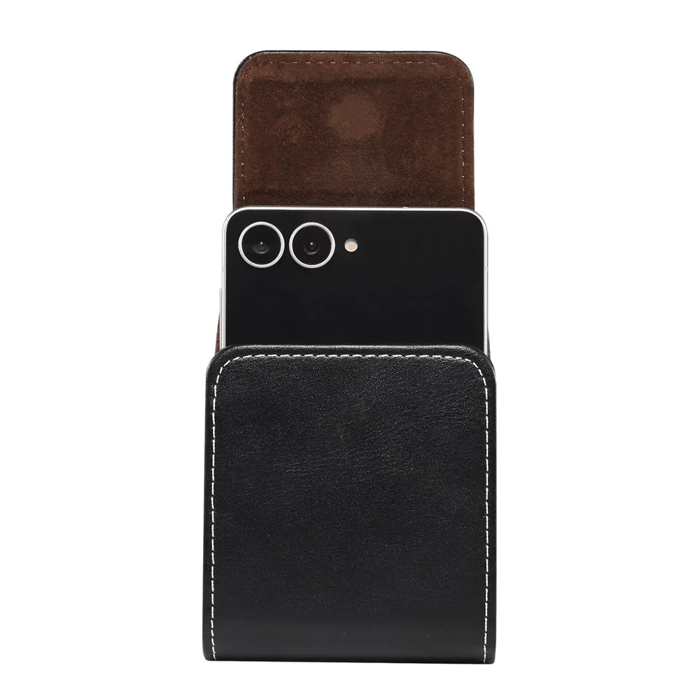 Microfiber Leather Vertical Flip Case Cell Phone Holster Belt Waist Bag for Samsung Galaxy Z Flip8 / Z Flip7 5G / Z Flip / Galaxy Z Flip3 5G / Motorola Razr 5G - 4