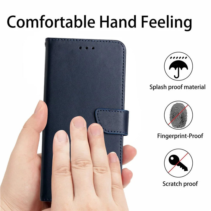 For Samsung Galaxy A13 4G Solid Color Nappa Texture Genuine Leather + TPU Phone Case Adjustable Stand Wallet Folio Flip Cover - Blue - 7