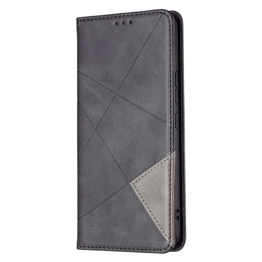 Fully-Wrapped Rhombus-Like Imprinted Magnetic Closure Card Slots Design Leather Phone Case with Stand for Samsung Galaxy A53 5G - Black - 2