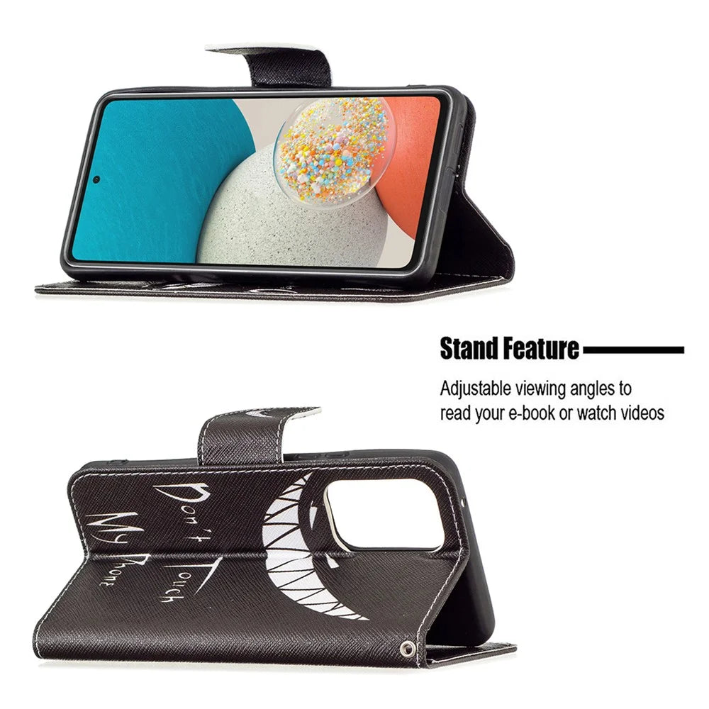 Pattern Printing PU Leather Folio Flip Adjustable Viewing Stand Wallet Cover Phone Case Shell for Samsung Galaxy A53 5G - Grin - 4