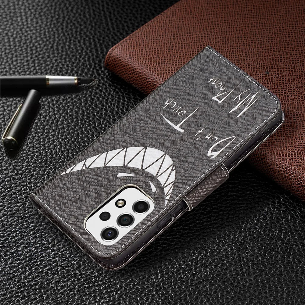 Pattern Printing PU Leather Folio Flip Adjustable Viewing Stand Wallet Cover Phone Case Shell for Samsung Galaxy A53 5G - Grin - 7