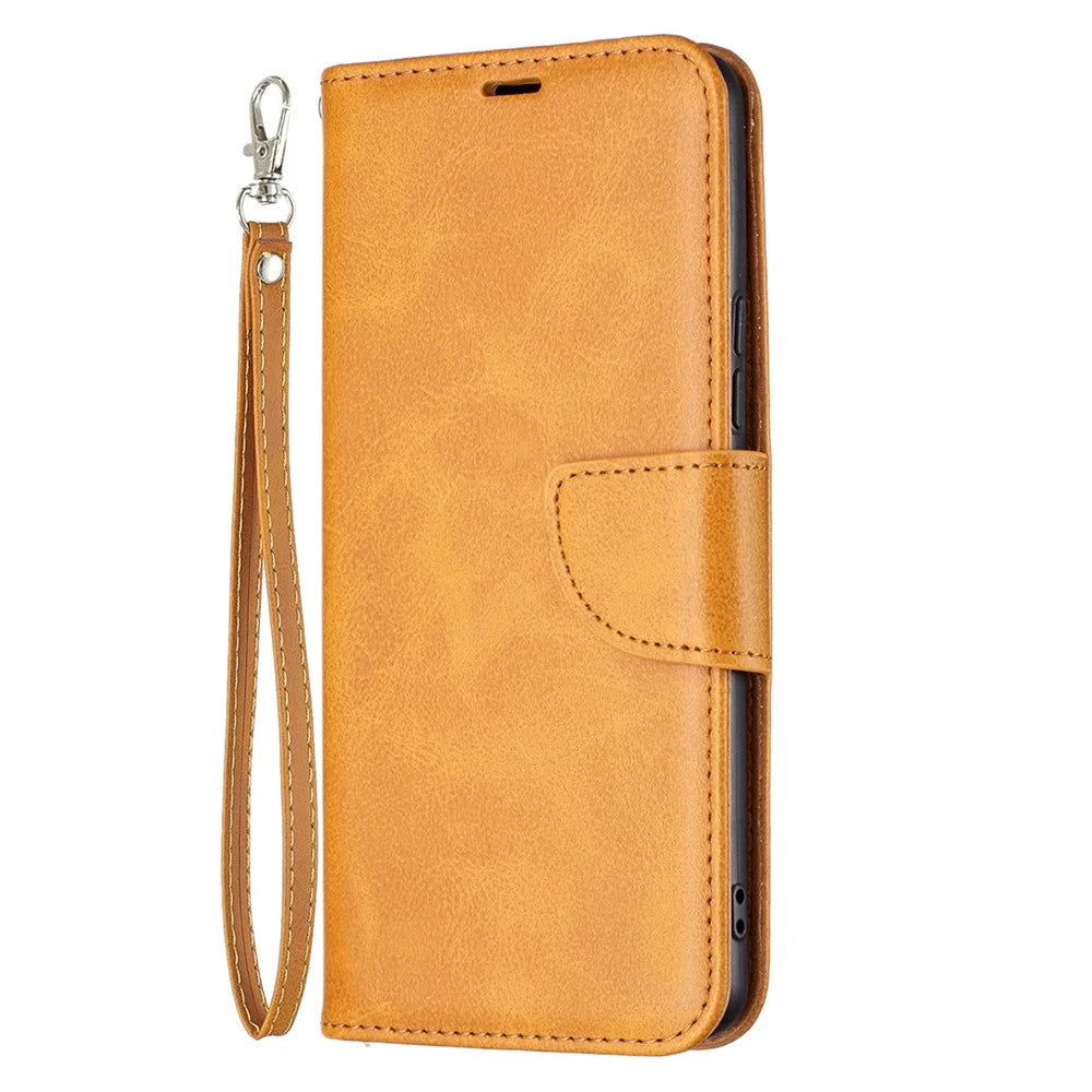 Scratch-resistant Textured PU Leather Phone Wallet Case Cover with Stand for Samsung Galaxy A53 5G - Yellow - 2