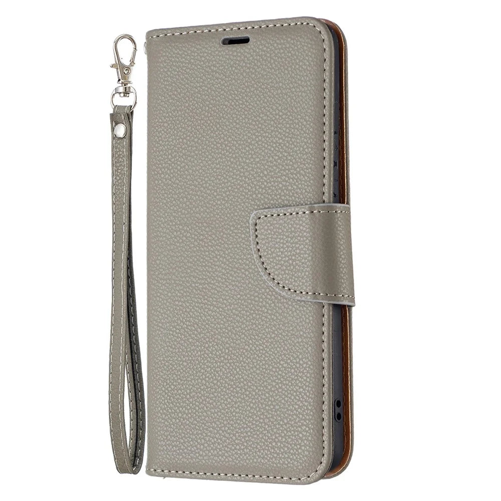 Solid Color Litchi Texture Shockproof Folio Flip Magnetic Closure Leather Case Cover with Wallet Stand for Samsung Galaxy A53 5G - Grey - 2