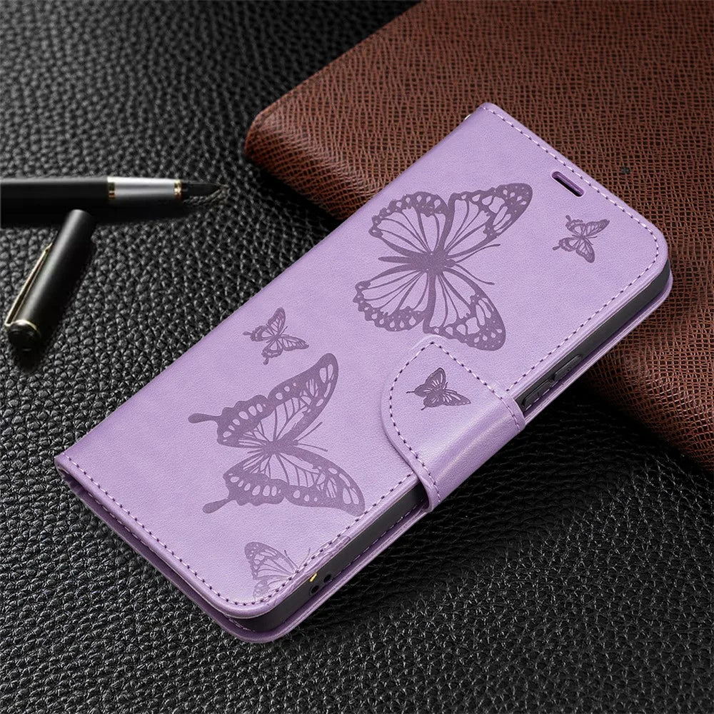 Multiple Butterfly Imprinted PU Leather Flip Folio Cover Wallet Stand Shockproof Protective Cover with Strap for Samsung Galaxy A53 5G - Purple - 6