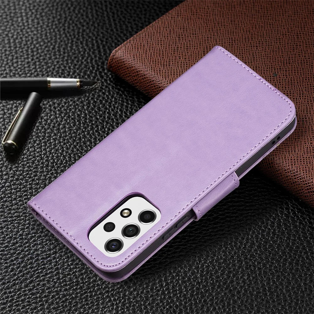 Multiple Butterfly Imprinted PU Leather Flip Folio Cover Wallet Stand Shockproof Protective Cover with Strap for Samsung Galaxy A53 5G - Purple - 7